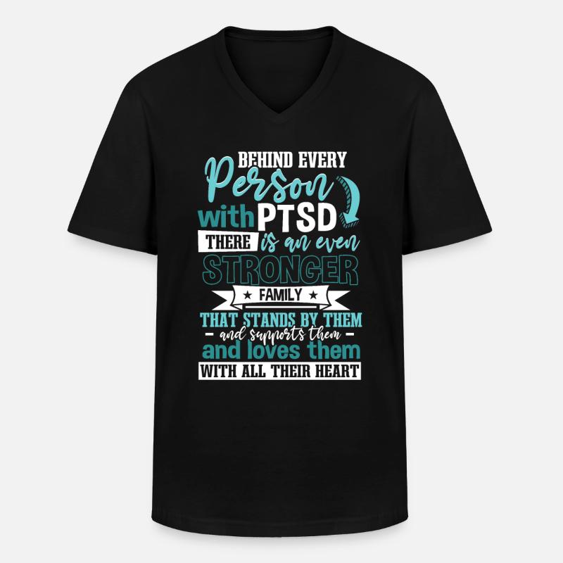 PTBS-Unterstützung - Männer-T-Shirt mit V-Ausschnitt - Schwarz