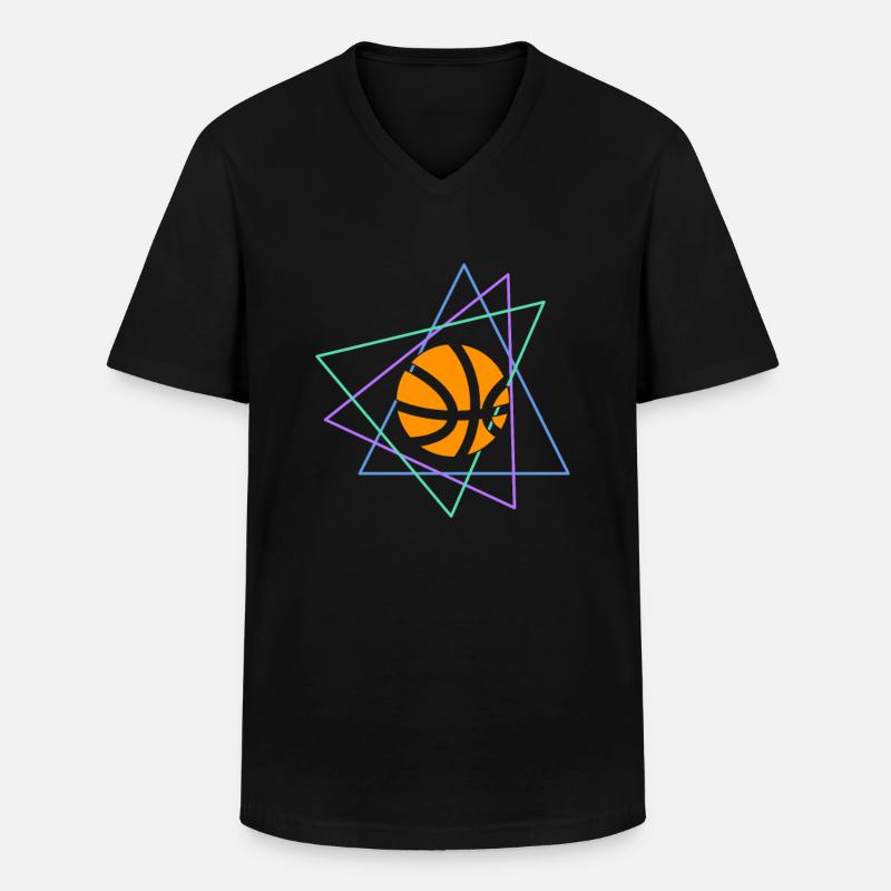 Basketball - Männer-T-Shirt mit V-Ausschnitt - Schwarz