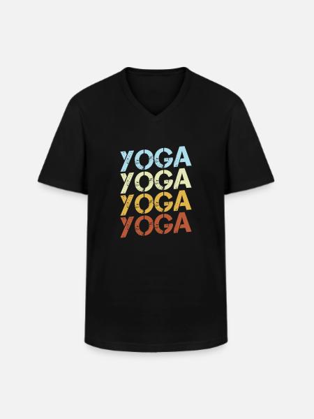 Yoga Retro - Männer-T-Shirt mit V-Ausschnitt - Schwarz