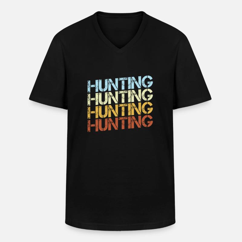 Jagd Retro - Männer-T-Shirt mit V-Ausschnitt - Schwarz