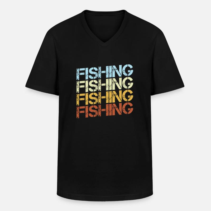 Angeln Retro - Männer-T-Shirt mit V-Ausschnitt - Schwarz