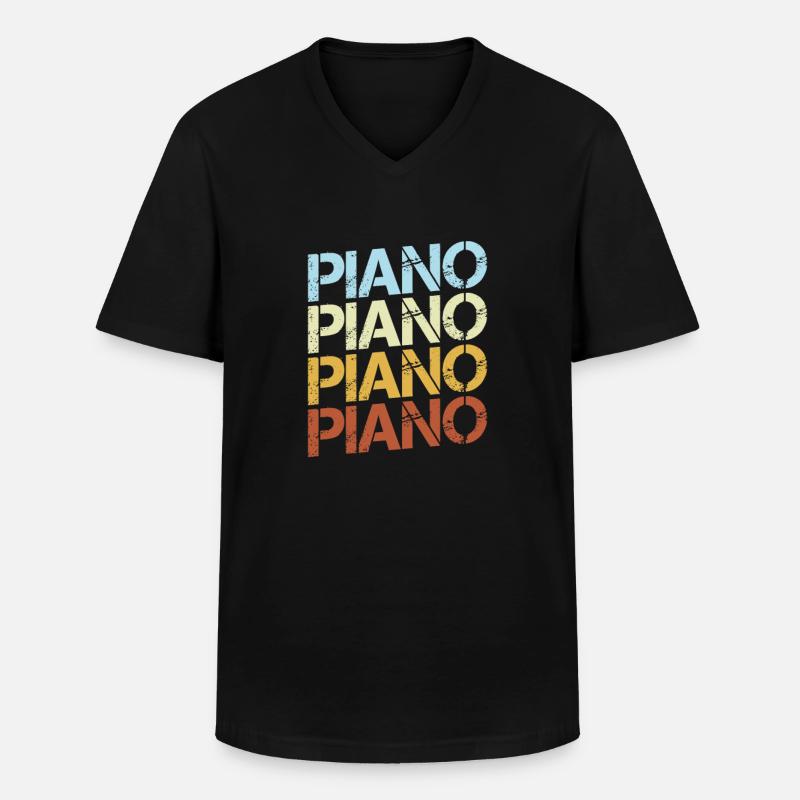 Klavier Retro - Männer-T-Shirt mit V-Ausschnitt - Schwarz
