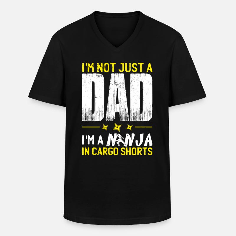 Ninja Dad Hemd - Männer-T-Shirt mit V-Ausschnitt - Schwarz