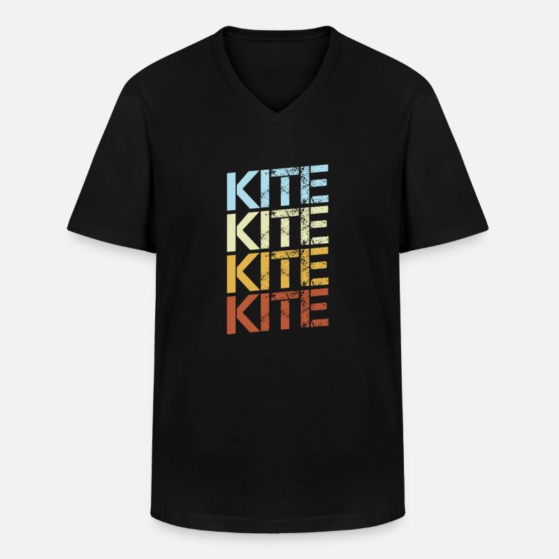 Kite Retro - Männer-T-Shirt mit V-Ausschnitt - Schwarz