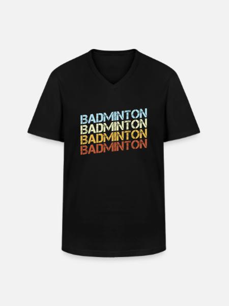 Badminton Retro - Men's V-Neck T-Shirt - black