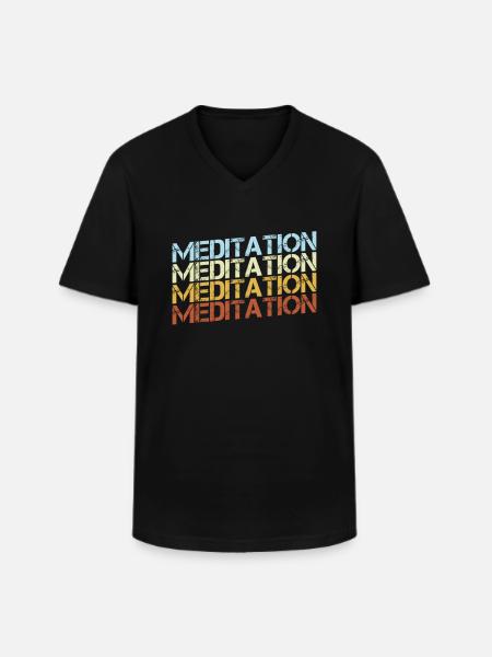 Meditation Retro - Men's V-Neck T-Shirt - black