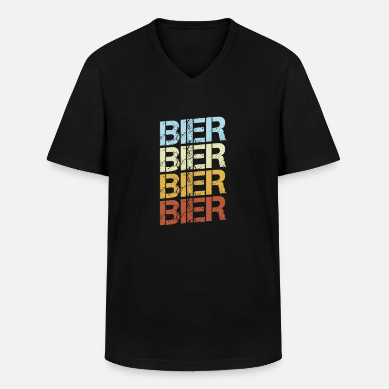 Bier Retro - Männer-T-Shirt mit V-Ausschnitt - Schwarz