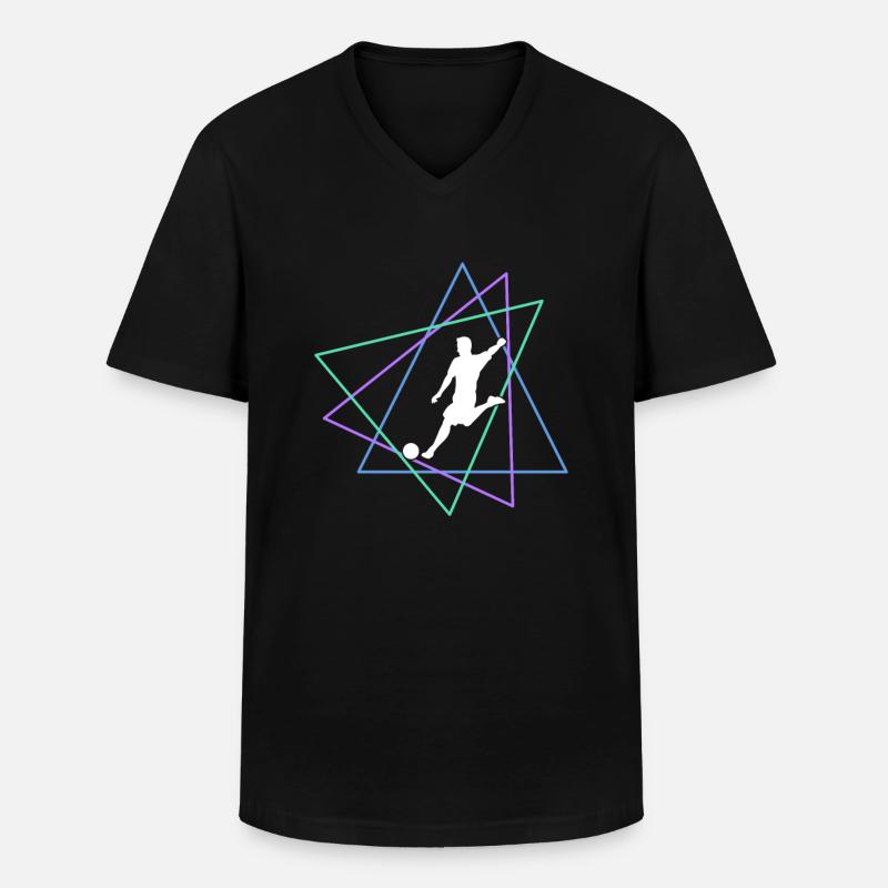 Fußball - Männer-T-Shirt mit V-Ausschnitt - Schwarz