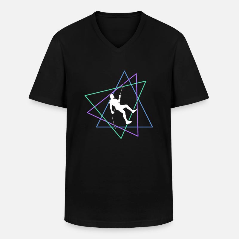 Klettern - Männer-T-Shirt mit V-Ausschnitt - Schwarz
