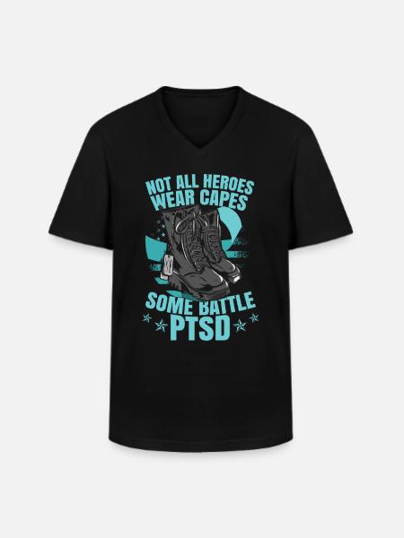 Some Battle PTSD - Men's V-Neck T-Shirt - black