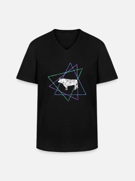Cow - Men's V-Neck T-Shirt - black