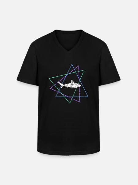 Shark - Men's V-Neck T-Shirt - black