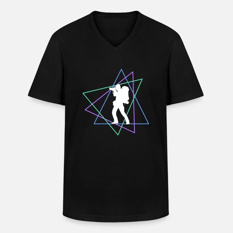 Fotografie - Männer-T-Shirt mit V-Ausschnitt - Schwarz