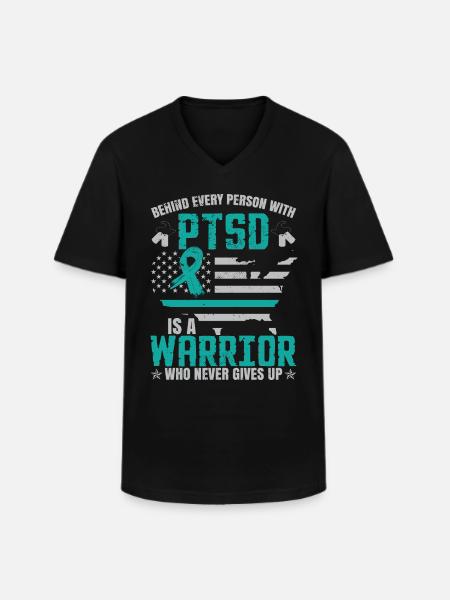 PTSD Warrior - Men's V-Neck T-Shirt - black