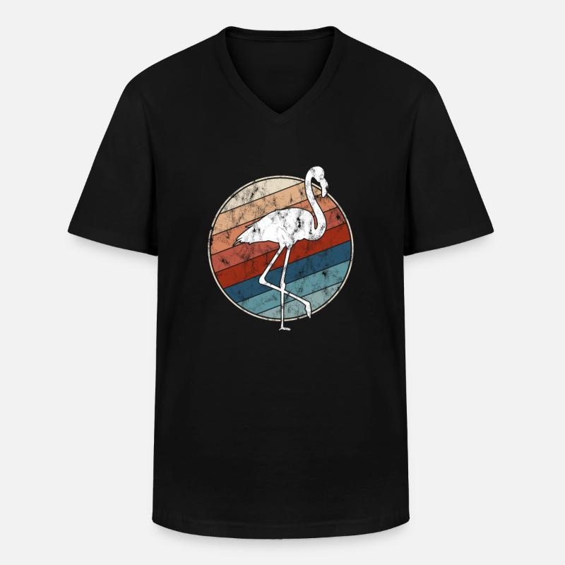 Flamingo Retro - Männer-T-Shirt mit V-Ausschnitt - Schwarz