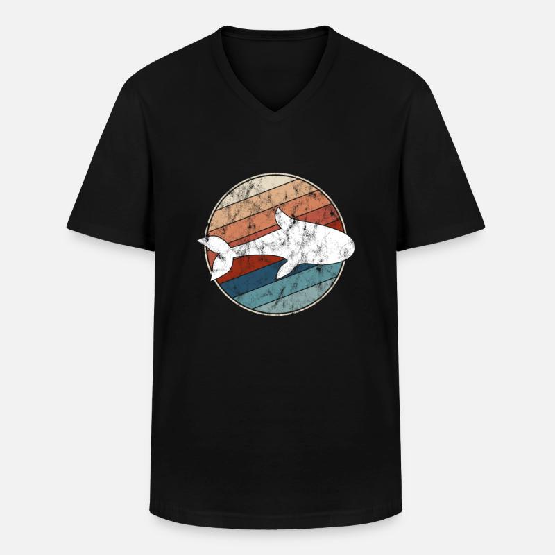 Fisch Retro - Männer-T-Shirt mit V-Ausschnitt - Schwarz