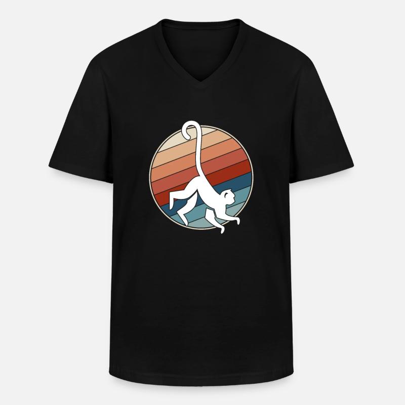 Affe Retro - Männer-T-Shirt mit V-Ausschnitt - Schwarz