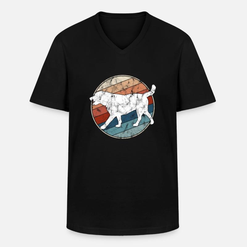 Hund Retro - Männer-T-Shirt mit V-Ausschnitt - Schwarz