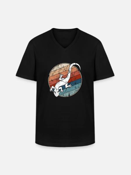 Lizard Retro - Men's V-Neck T-Shirt - black