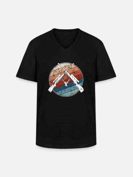 Hunting Retro - Men's V-Neck T-Shirt - black