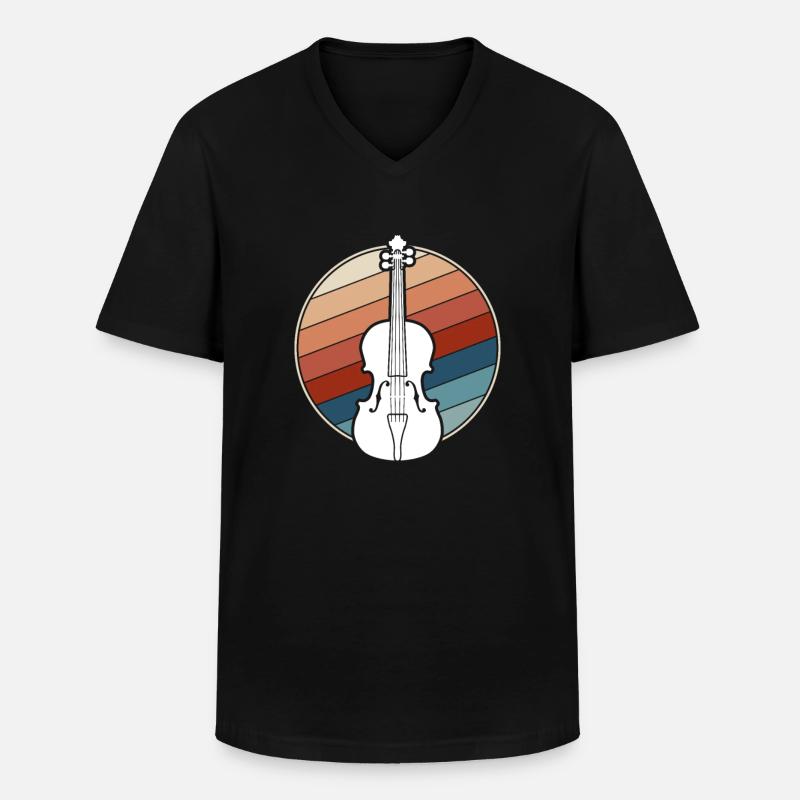 Geige Retro - Männer-T-Shirt mit V-Ausschnitt - Schwarz