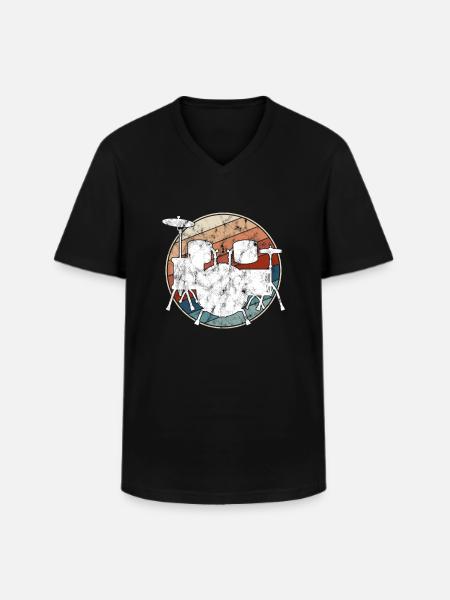 Drums Retro - Men's V-Neck T-Shirt - black