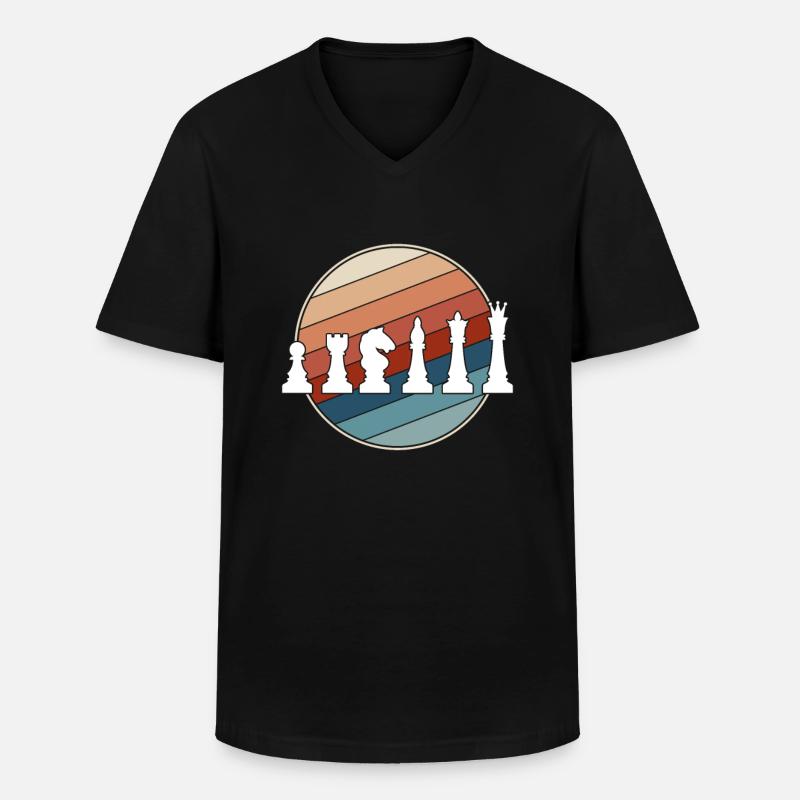 Schach Retro - Männer-T-Shirt mit V-Ausschnitt - Schwarz