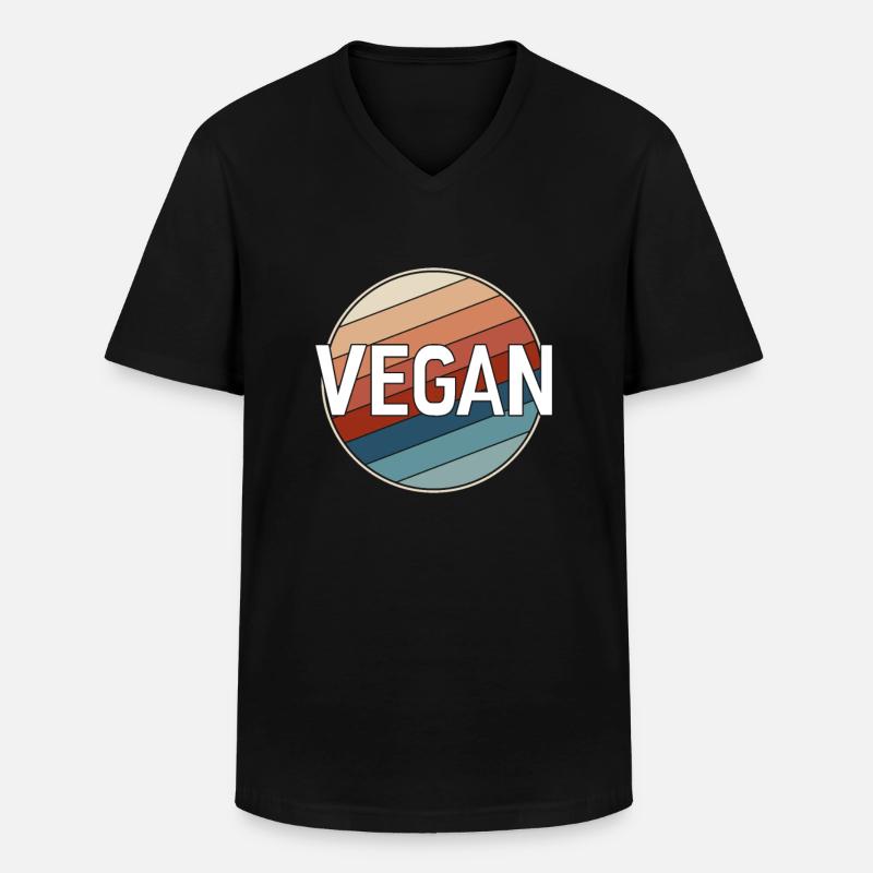 Vegan Retro - Männer-T-Shirt mit V-Ausschnitt - Schwarz
