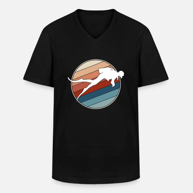 Plongée rétro - T-shirt col V Homme - noir