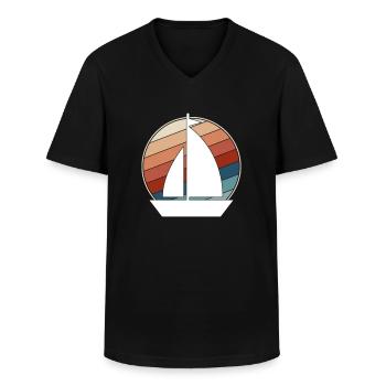Rétro de la voile - T-shirt col V Homme - noir - Devant - AI Model Male 178 dark (178cm)