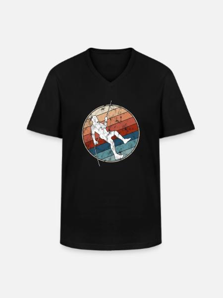 Escalade rétro - T-shirt col V Homme - noir