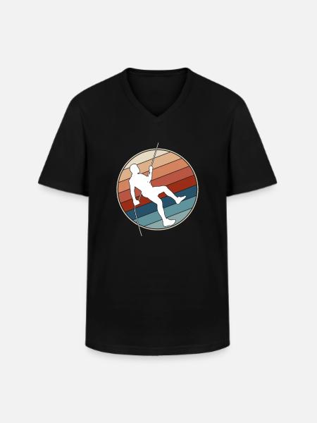 Climbing Retro - Men's V-Neck T-Shirt - black