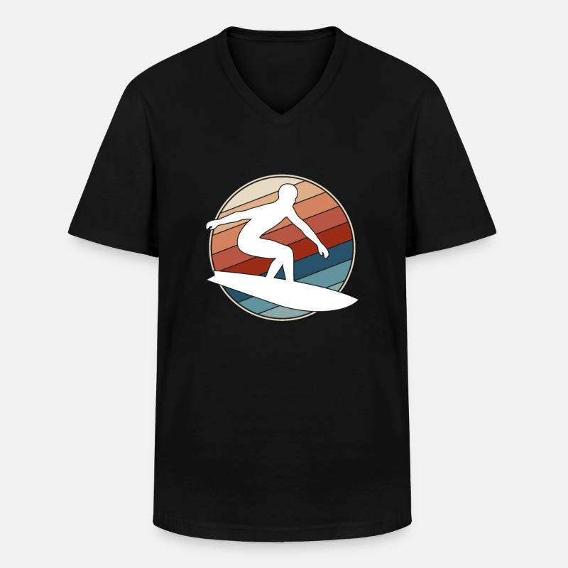 Surfen Retro - Männer-T-Shirt mit V-Ausschnitt - Schwarz