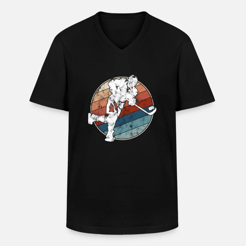 Eishockey Retro - Männer-T-Shirt mit V-Ausschnitt - Schwarz