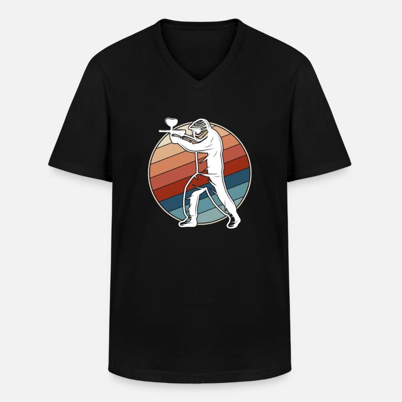 Paintball Retro - Männer-T-Shirt mit V-Ausschnitt - Schwarz