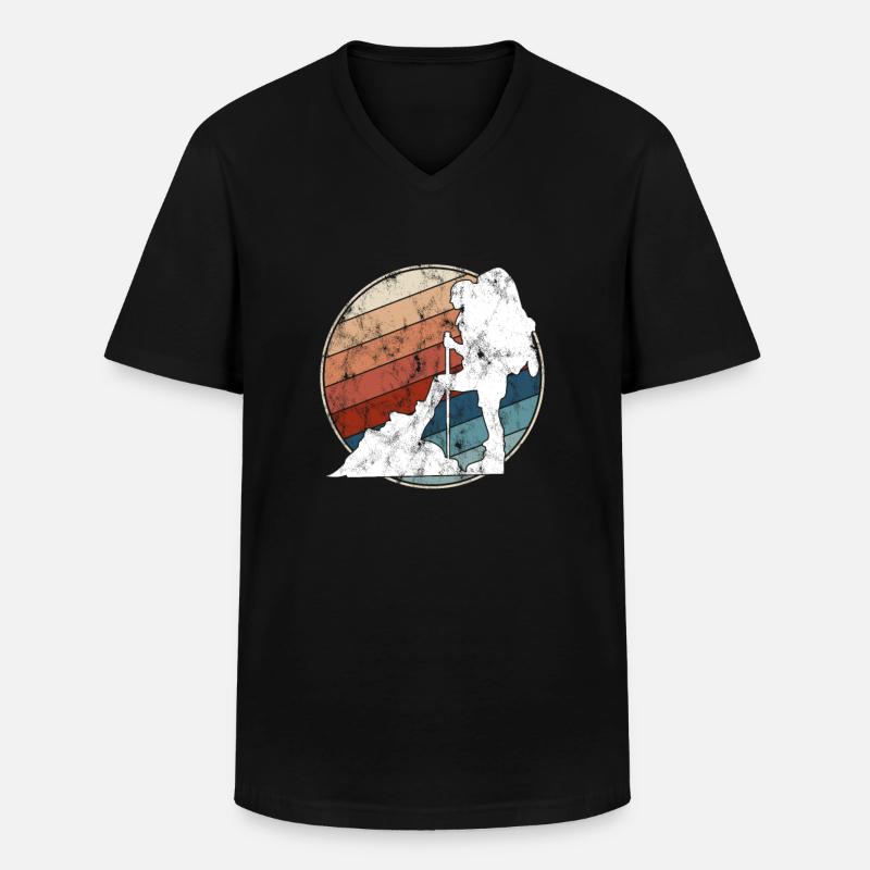 Bergsteigen retro - Männer-T-Shirt mit V-Ausschnitt - Schwarz
