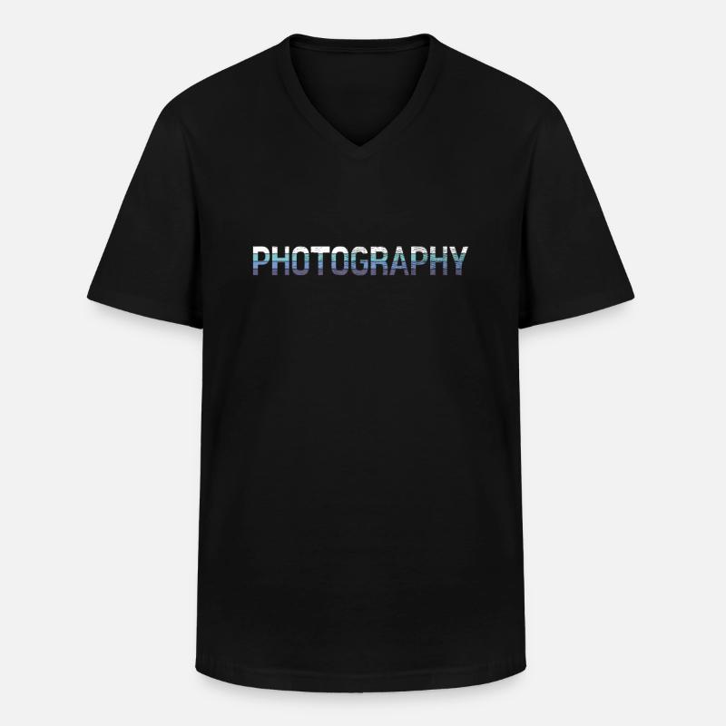 Fotografie - Männer-T-Shirt mit V-Ausschnitt - Schwarz