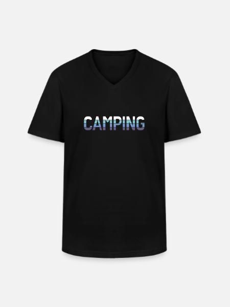 camping - T-shirt col V Homme - noir