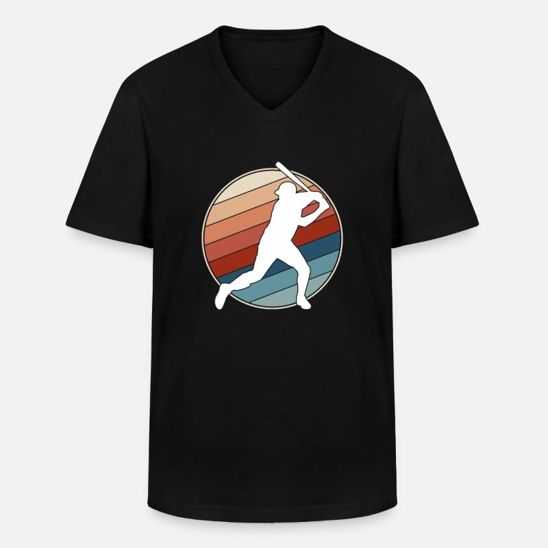 Baseball Retro - Männer-T-Shirt mit V-Ausschnitt - Schwarz