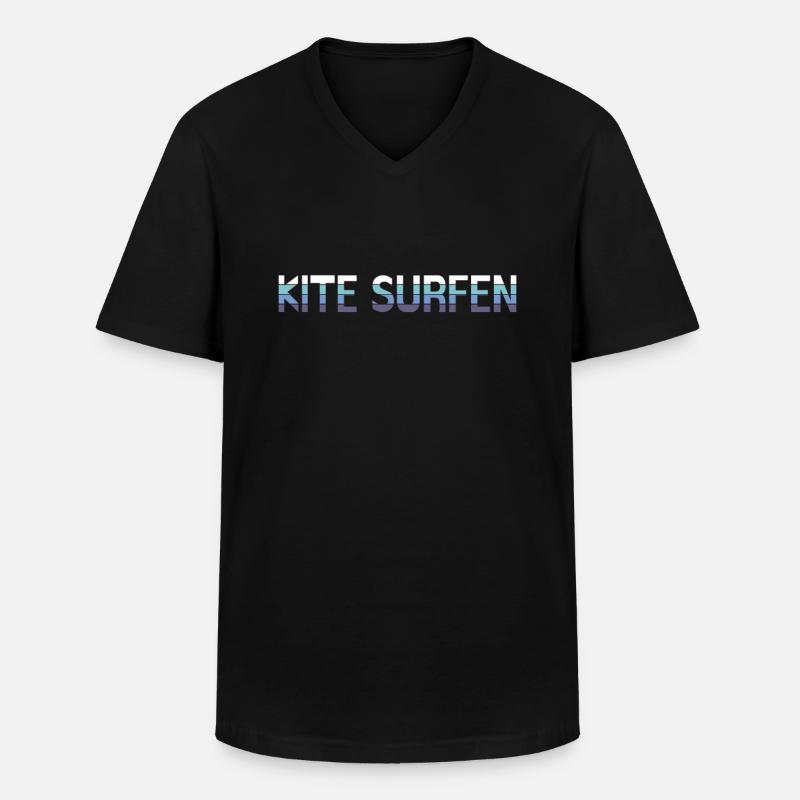 Kite - Männer-T-Shirt mit V-Ausschnitt - Schwarz