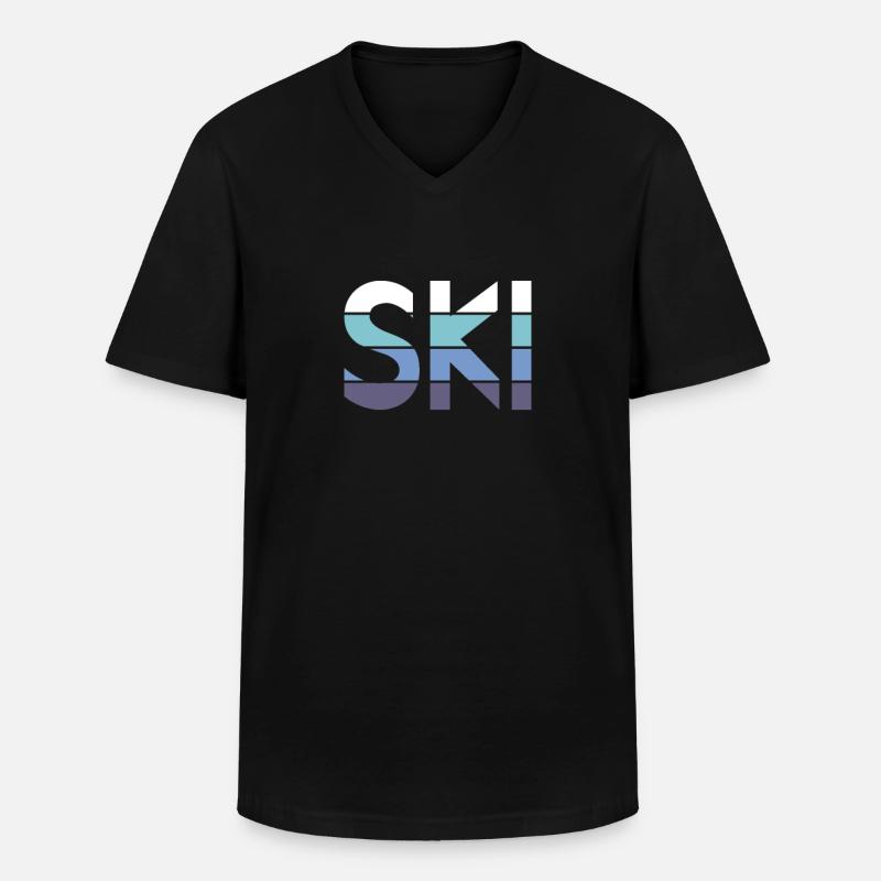 Ski - Männer-T-Shirt mit V-Ausschnitt - Schwarz
