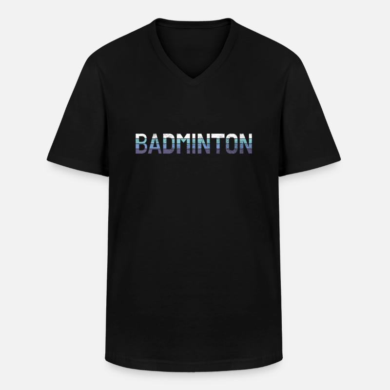 badminton - Männer-T-Shirt mit V-Ausschnitt - Schwarz