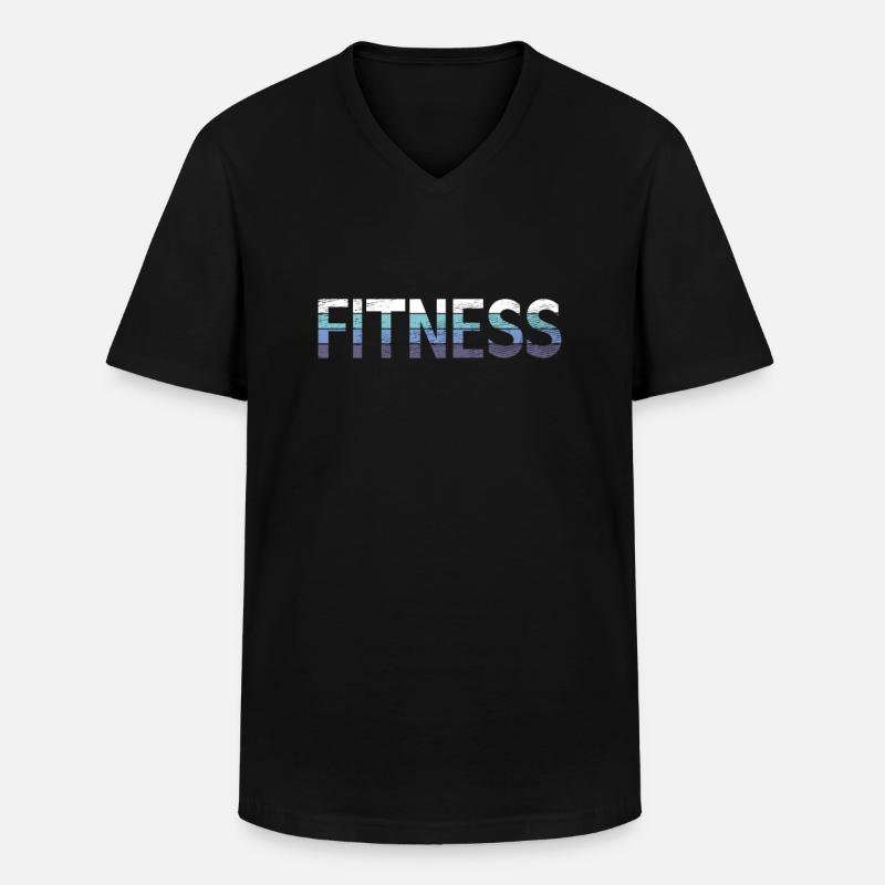 Fitness - Männer-T-Shirt mit V-Ausschnitt - Schwarz