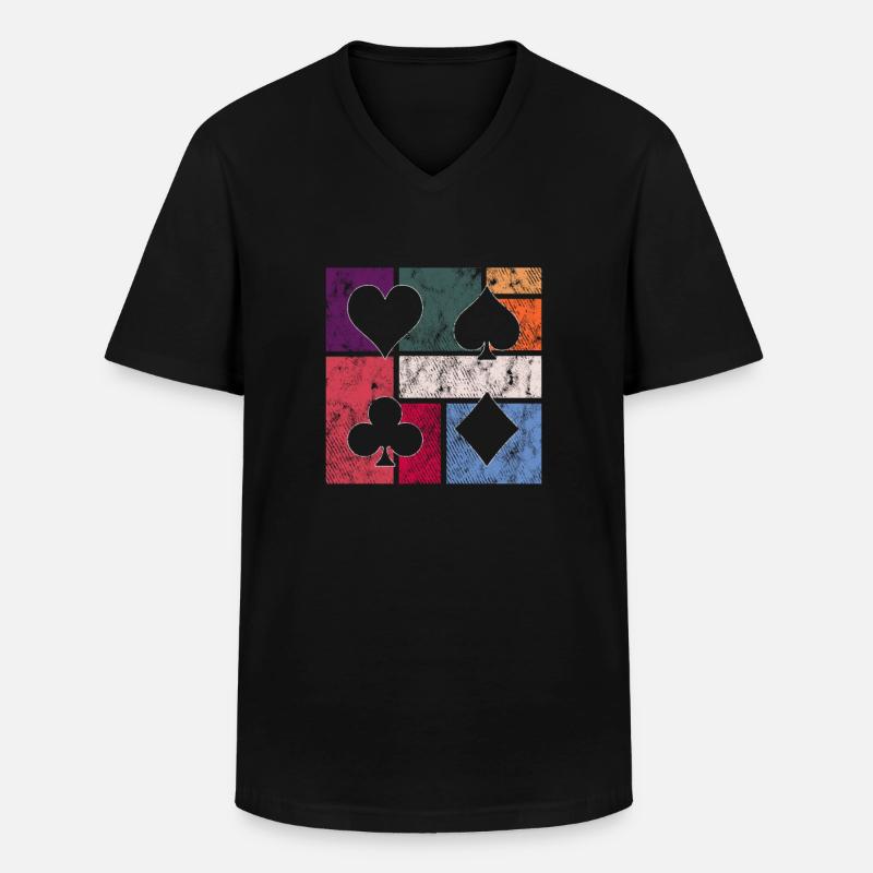 Poker - Männer-T-Shirt mit V-Ausschnitt - Schwarz