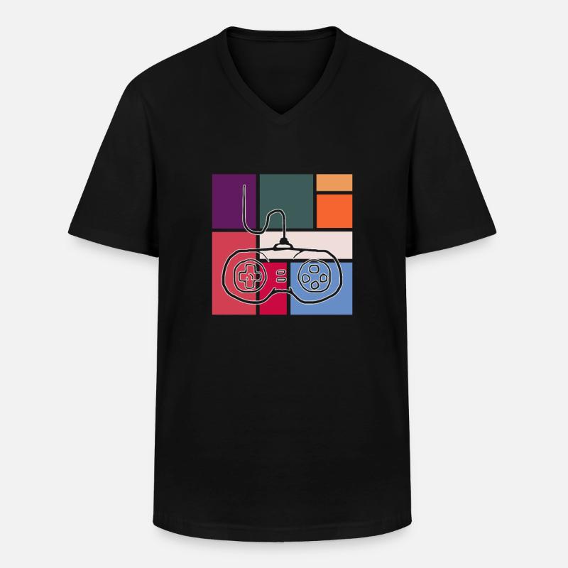 Gaming - Männer-T-Shirt mit V-Ausschnitt - Schwarz