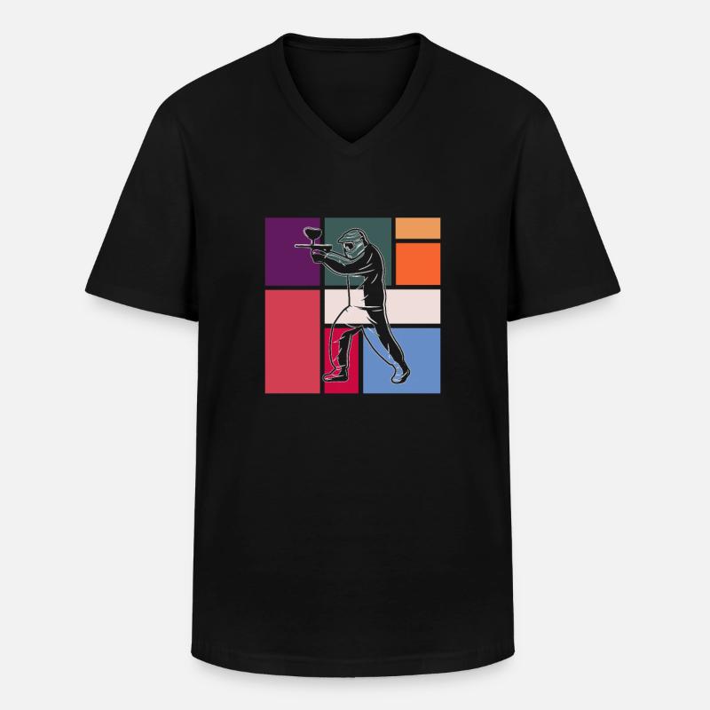 Paintball - Männer-T-Shirt mit V-Ausschnitt - Schwarz
