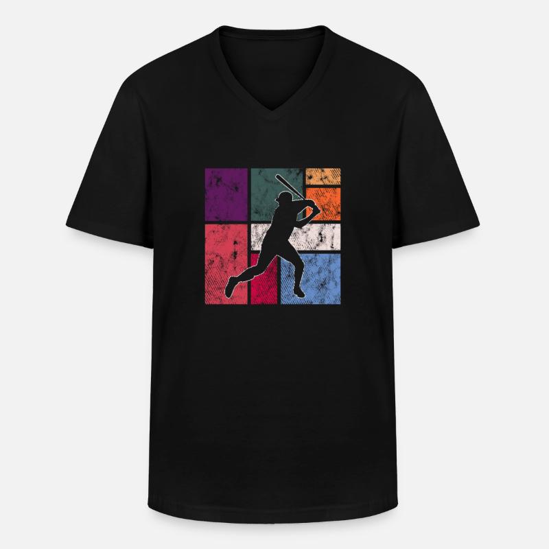Baseball - Männer-T-Shirt mit V-Ausschnitt - Schwarz