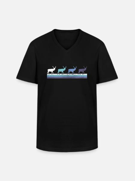 Hirsch - Männer-T-Shirt mit V-Ausschnitt - Schwarz