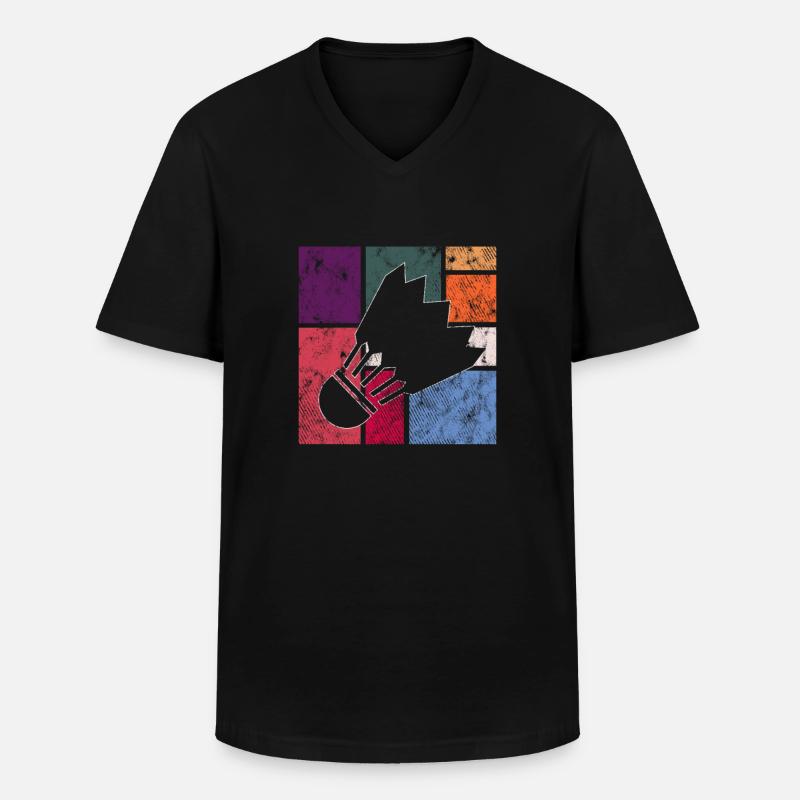 Badminton - Männer-T-Shirt mit V-Ausschnitt - Schwarz