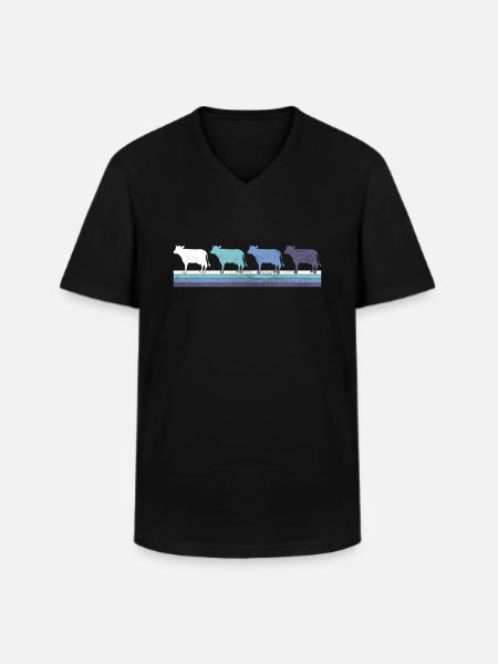 Cow - Men's V-Neck T-Shirt - black